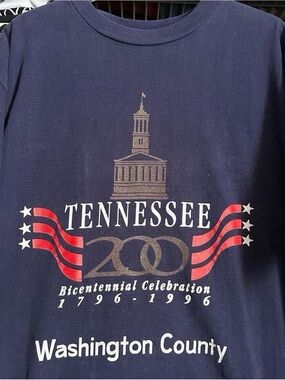 Vintage 1990s Tennessee Bicentennial 1996 Navy Graphic Tee XL